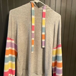 Colorful Striped Sleeve Women's Hoodie